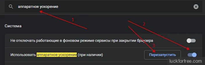 Включение аппаратного ускорения