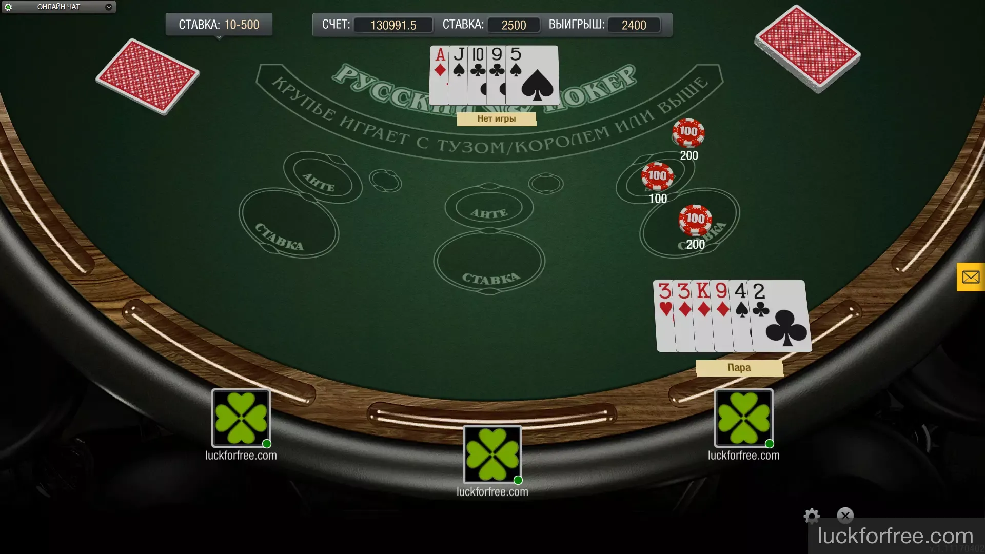 Русский покер в Игровом клубе luckforfree.com Русский покер